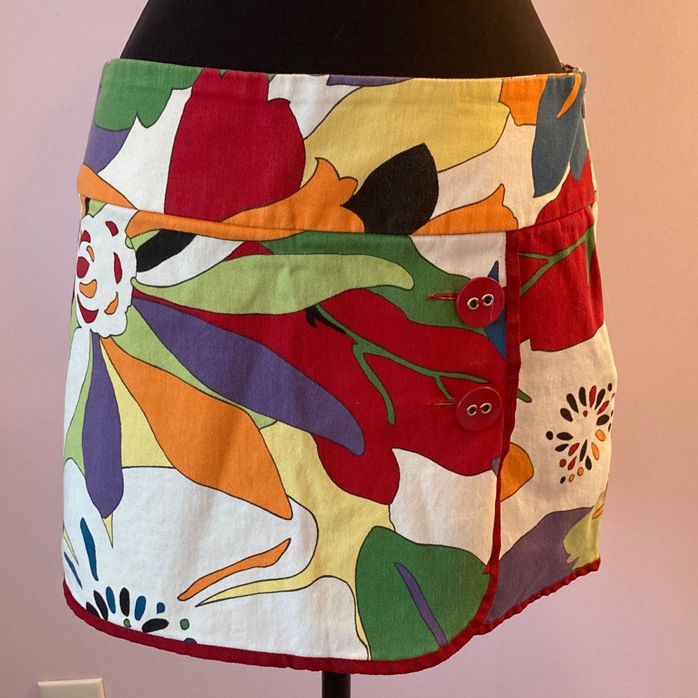 Zara Multicolor Floral Mini Skirt — Red, Green, Purple, Orange, Yellow, White